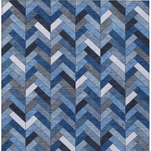 HomeRoots 10' Blue and Ivory Geometric Area Rug - Stylish, Washable, Durable for Indoor/Outdoor Use, Easy Care! 658152