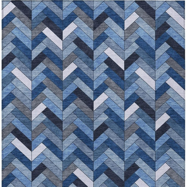 HomeRoots 10' Blue and Ivory Geometric Area Rug - Stylish, Washable, Durable for Indoor/Outdoor Use, Easy Care! 658152