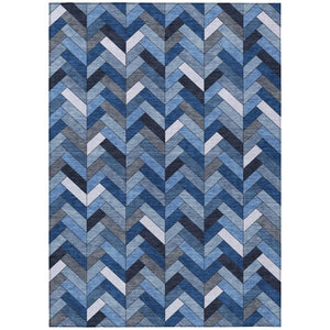 HomeRoots 10' Blue and Ivory Geometric Area Rug - Stylish, Washable, Durable for Indoor/Outdoor Use, Easy Care! 658152