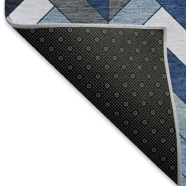 HomeRoots 10' Blue and Ivory Geometric Area Rug - Stylish, Washable, Durable for Indoor/Outdoor Use, Easy Care! 658152