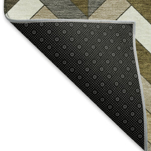 HomeRoots 8' X 10' Brown and Ivory Geometric Area Rug – Durable, Washable, Indoor/Outdoor for High-Traffic Spaces 658156