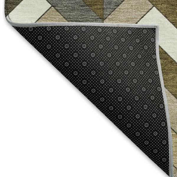 HomeRoots 10' X 14' Stylish Brown and Ivory Geometric Washable Rug for Indoor and Outdoor Spaces, Durable Design 658158