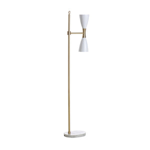 Wildwood Ada Mid-Century Dual-Light Floor Lamp With Marble Base, Antique Brass, Hourglass Shade, 56"H 65816