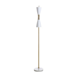 Wildwood Ada Mid-Century Dual-Light Floor Lamp With Marble Base, Antique Brass, Hourglass Shade, 56"H 65816