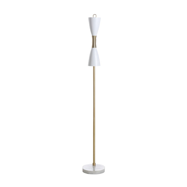 Wildwood Ada Mid-Century Dual-Light Floor Lamp With Marble Base, Antique Brass, Hourglass Shade, 56"H 65816