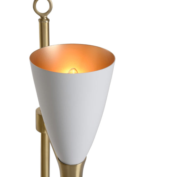 Wildwood Ada Mid-Century Dual-Light Floor Lamp With Marble Base, Antique Brass, Hourglass Shade, 56"H 65816