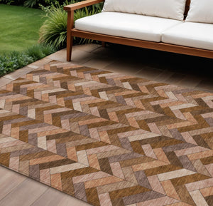 HomeRoots 9' X 12' Geometric Copper & Rust Indoor/Outdoor Rug – Washable, Stylish, Durable for High Traffic Areas 658163