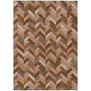 HomeRoots 9' X 12' Geometric Copper & Rust Indoor/Outdoor Rug – Washable, Stylish, Durable for High Traffic Areas 658163