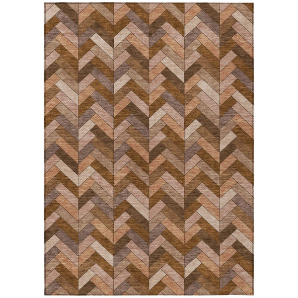 HomeRoots 9' X 12' Geometric Copper & Rust Indoor/Outdoor Rug – Washable, Stylish, Durable for High Traffic Areas 658163