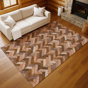 HomeRoots 9' X 12' Geometric Copper & Rust Indoor/Outdoor Rug – Washable, Stylish, Durable for High Traffic Areas 658163