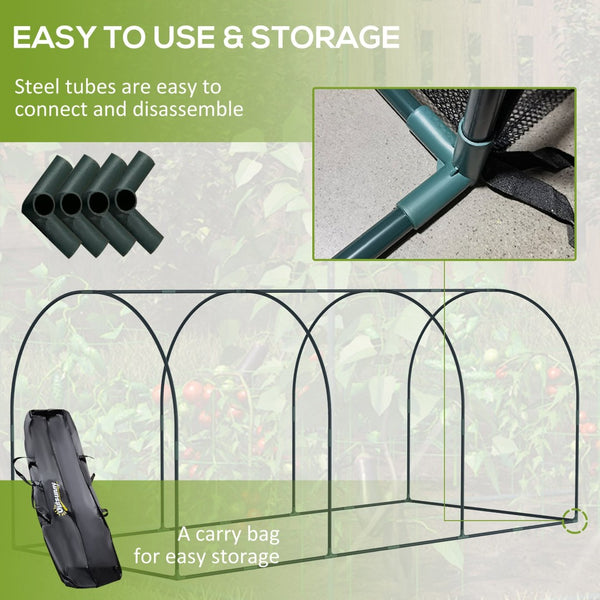 English Elm Outsunny 9' X 4' Crop Cage - Portable Plant Protection Tent With Zippered Doors & Ground Stakes W2225P174511-GIGA