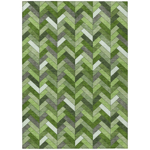 HomeRoots 8' Olive Green and Ivory Geometric Area Rug - Stylish, Washable, Durable for Indoor & Outdoor Use! 658174
