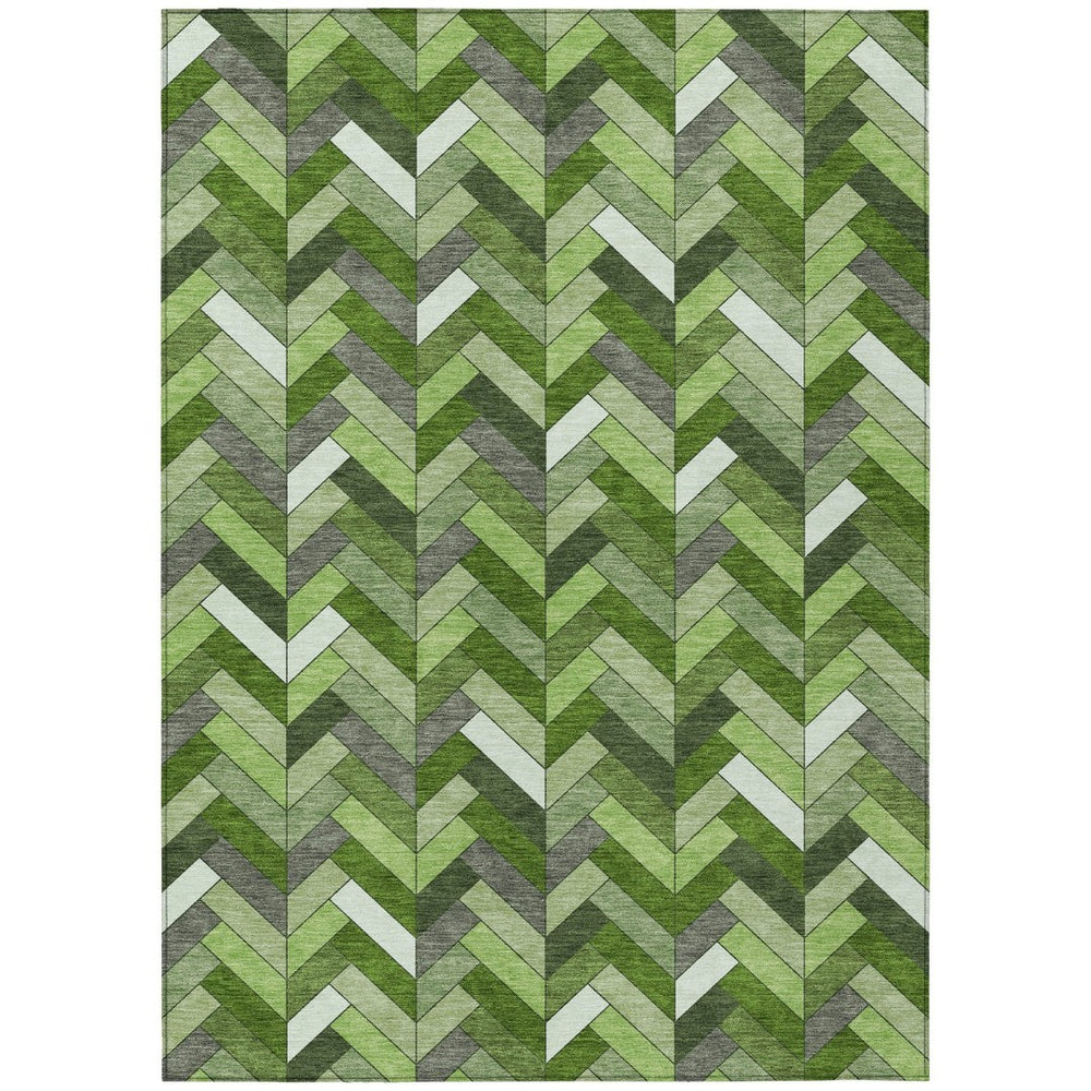 HomeRoots 9' Olive Green & Ivory Geometric Washable Area Rug – Stylish, Durable for Indoor/Outdoor Spaces! 658175