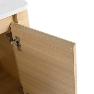 English Elm 30'' Wall-Mounted Bathroom Vanity With Ceramic Art Sink, Soft-Close Doors & Space-Saving Design W999S00463
