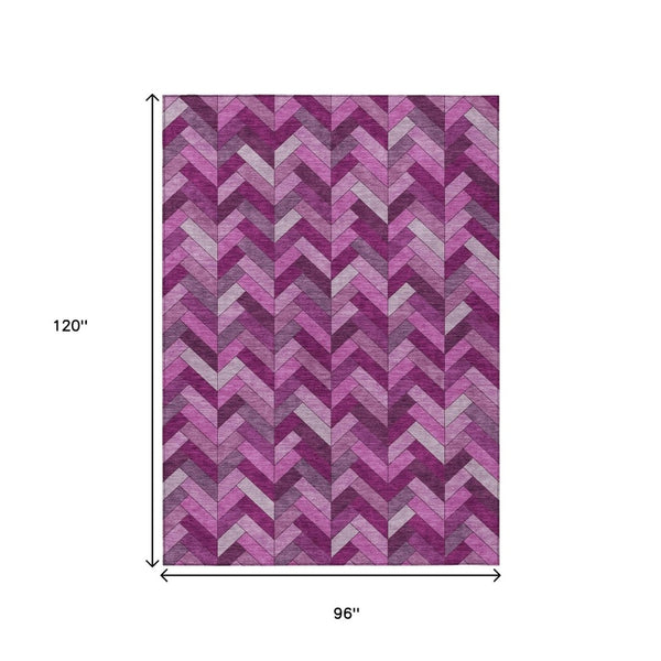 HomeRoots 8' X 10' Pink and Ivory Geometric Indoor/Outdoor Washable Area Rug – Stylish, Durable, Easy Care! 658180
