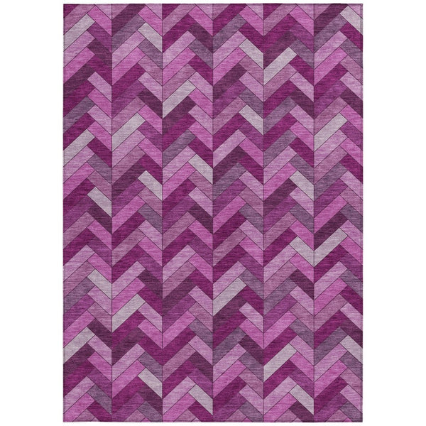 HomeRoots 9' X 12' Pink And Ivory Geometric Washable Rug – Stylish, Durable Indoor/Outdoor Area Decor Solution! 658181