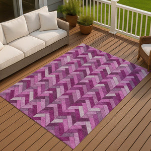 HomeRoots 9' X 12' Pink And Ivory Geometric Washable Rug – Stylish, Durable Indoor/Outdoor Area Decor Solution! 658181