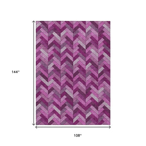 HomeRoots 9' X 12' Pink And Ivory Geometric Washable Rug – Stylish, Durable Indoor/Outdoor Area Decor Solution! 658181