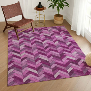 HomeRoots 9' X 12' Pink And Ivory Geometric Washable Rug – Stylish, Durable Indoor/Outdoor Area Decor Solution! 658181