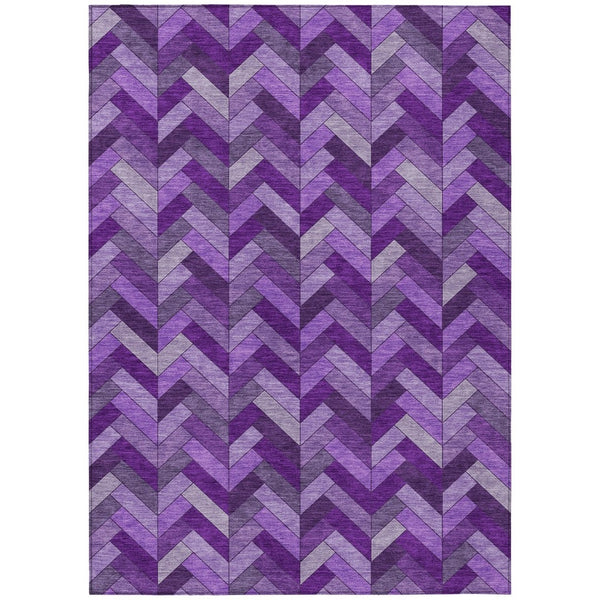 HomeRoots 5' X 8' Purple And Ivory Geometric Rug - Durable, Washable, Indoor/Outdoor Design for Modern Spaces 658184