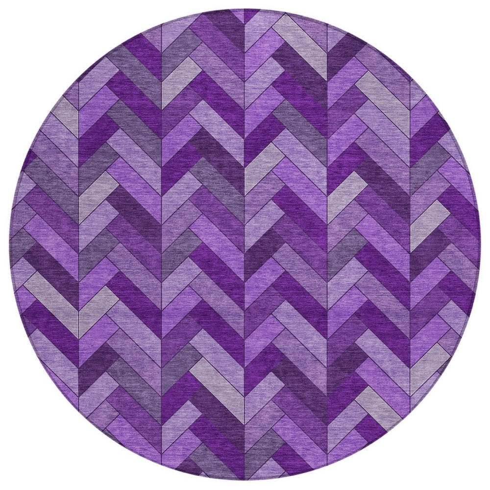 HomeRoots 8' Purple Geometric Washable Area Rug – Durable Indoor/Outdoor Design for Stylish Spaces & Easy Care 658185