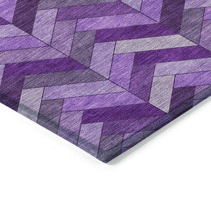 HomeRoots 8' Purple Geometric Washable Area Rug – Durable Indoor/Outdoor Design for Stylish Spaces & Easy Care 658185