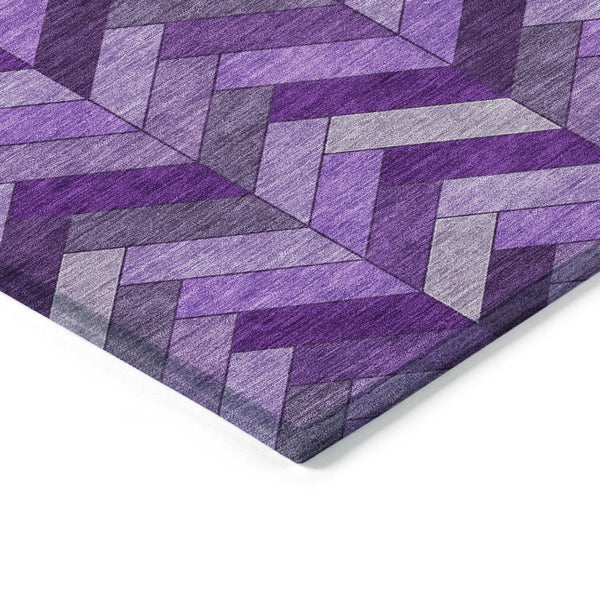 HomeRoots 8' Purple Geometric Washable Area Rug – Durable Indoor/Outdoor Design for Stylish Spaces & Easy Care 658185