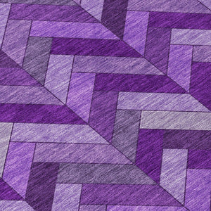 HomeRoots 8' Purple Geometric Washable Area Rug – Durable Indoor/Outdoor Design for Stylish Spaces & Easy Care 658185