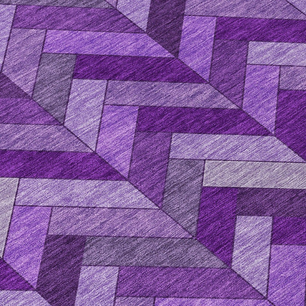 HomeRoots 8' Purple Geometric Washable Area Rug – Durable Indoor/Outdoor Design for Stylish Spaces & Easy Care 658185