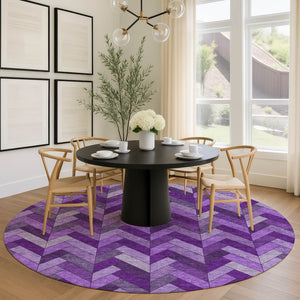 HomeRoots 8' Purple Geometric Washable Area Rug – Durable Indoor/Outdoor Design for Stylish Spaces & Easy Care 658185