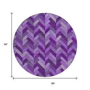 HomeRoots 8' Purple Geometric Washable Area Rug – Durable Indoor/Outdoor Design for Stylish Spaces & Easy Care 658185