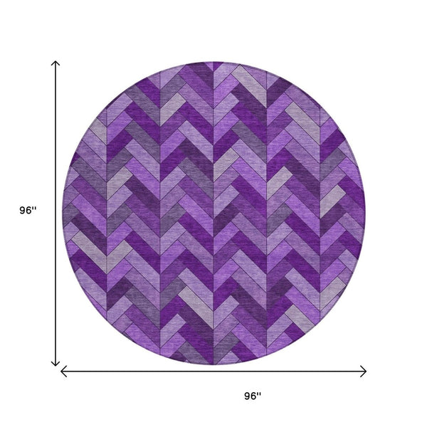 HomeRoots 8' Purple Geometric Washable Area Rug – Durable Indoor/Outdoor Design for Stylish Spaces & Easy Care 658185