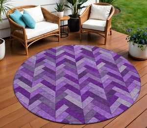 HomeRoots 8' Purple Geometric Washable Area Rug – Durable Indoor/Outdoor Design for Stylish Spaces & Easy Care 658185