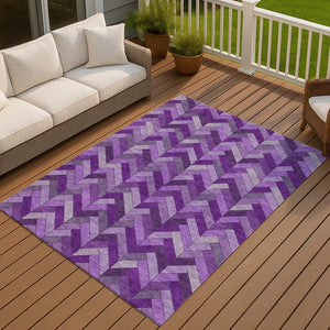 HomeRoots 9' X 12' Vibrant Purple and Ivory Geometric Washable Area Rug for Indoor & Outdoor Spaces 658187