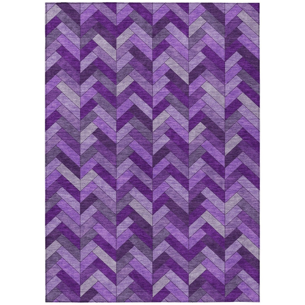 HomeRoots 9' X 12' Vibrant Purple and Ivory Geometric Washable Area Rug for Indoor & Outdoor Spaces 658187