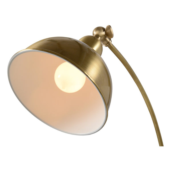 Wildwood Elias Mid-Century Desk Lamp In Antique Brass — Adjustable Arched Arm, Metal Dome Shade For Task Lighting 65819