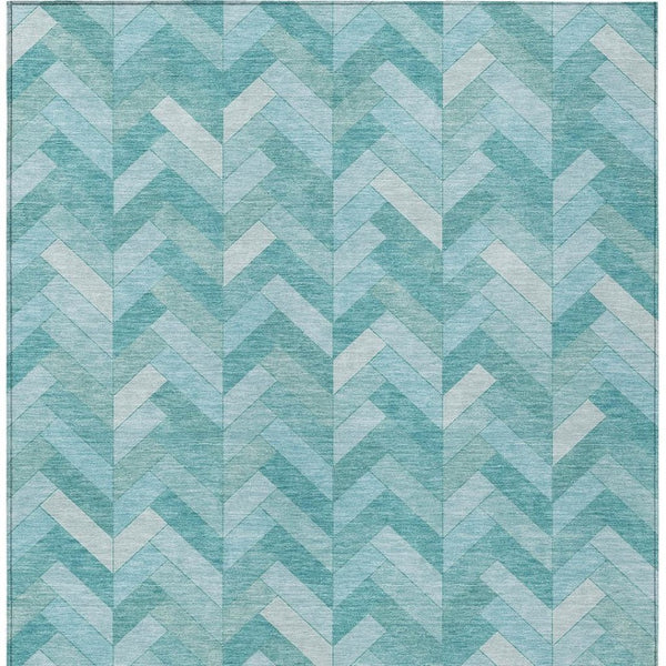 HomeRoots 8' Aqua and Ivory Geometric Area Rug - Durable, Washable, Indoor-Outdoor Design for Any Space! 658198