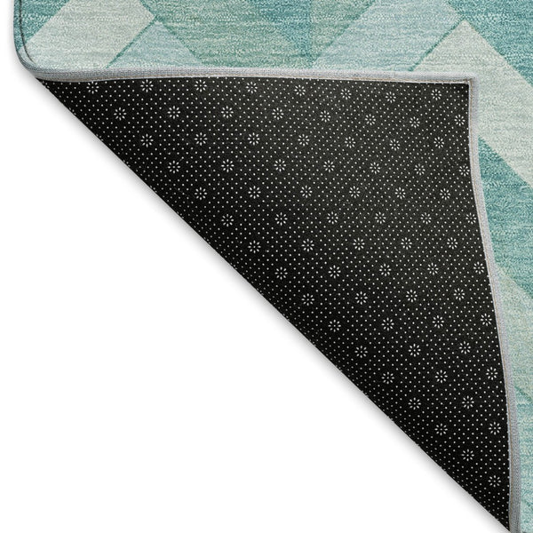 HomeRoots 8' Aqua and Ivory Geometric Area Rug - Durable, Washable, Indoor-Outdoor Design for Any Space! 658198