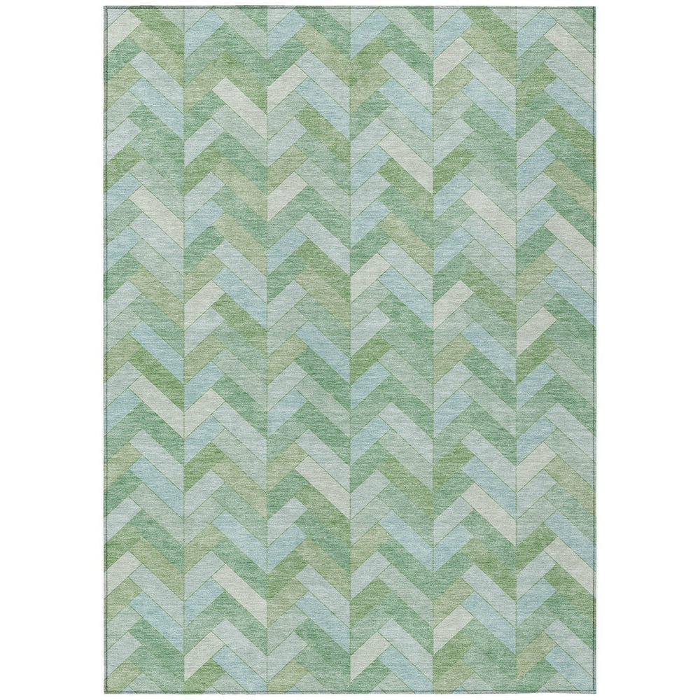 HomeRoots 9' Geometric Green and Ivory Washable Area Rug - Versatile Indoor/Outdoor Comfort for Any Space 658205