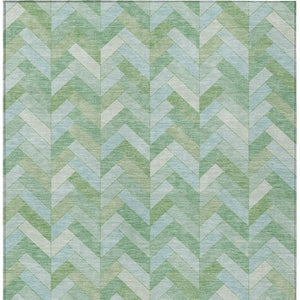 HomeRoots 10' X 14' Stylish Green and Ivory Geometric Washable Area Rug for Indoor & Outdoor Spaces, Durable Design 658206