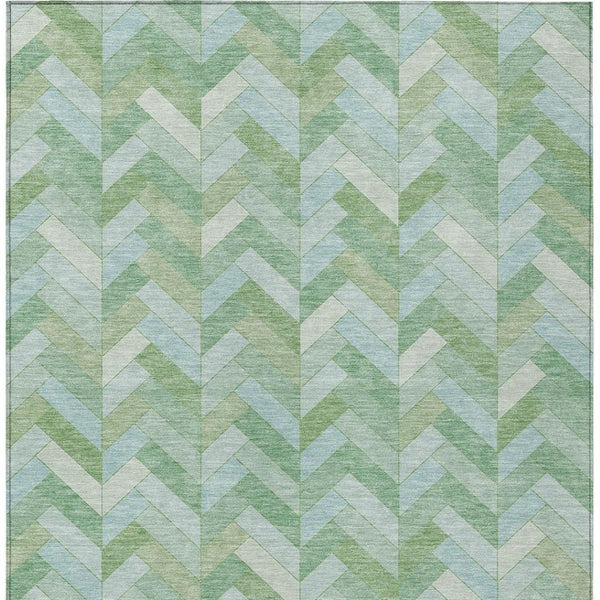 HomeRoots 10' X 14' Stylish Green and Ivory Geometric Washable Area Rug for Indoor & Outdoor Spaces, Durable Design 658206