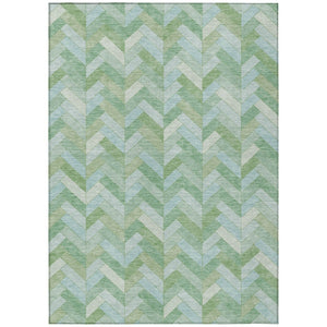 HomeRoots 10' X 14' Stylish Green and Ivory Geometric Washable Area Rug for Indoor & Outdoor Spaces, Durable Design 658206