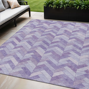 HomeRoots 5' X 8' Plum and Ivory Geometric Area Rug - Durable, Washable, Indoor/Outdoor Perfect for High-Traffic Spaces 658208