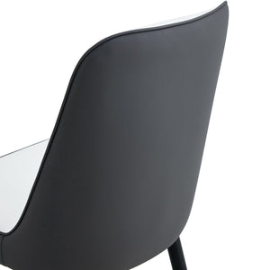 English Elm Table Set With Luxurious Pandora Glass Top & Gold C-Shaped Legs, 8 Ergonomic Pu Chairs Included W1151S03247-GIGA