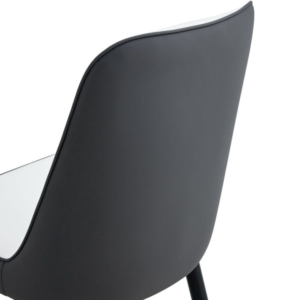 English Elm Table Set With Luxurious Pandora Glass Top & Gold C-Shaped Legs, 8 Ergonomic Pu Chairs Included W1151S03247-GIGA