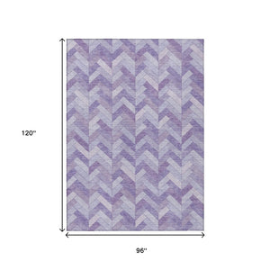 HomeRoots 8' X 10' Plum & Ivory Geometric Indoor Outdoor Area Rug - Washable, Durable, Modern Design for All Spaces 658210