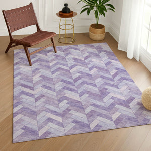HomeRoots 8' X 10' Plum & Ivory Geometric Indoor Outdoor Area Rug - Washable, Durable, Modern Design for All Spaces 658210