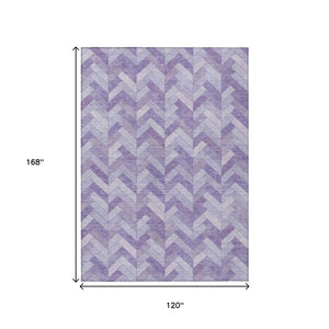 HomeRoots 10' X 14' Stylish Plum and Ivory Geometric Washable Area Rug for Indoor and Outdoor Spaces 658212