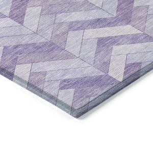 HomeRoots 10' X 14' Stylish Plum and Ivory Geometric Washable Area Rug for Indoor and Outdoor Spaces 658212