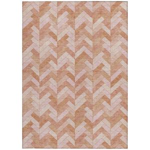 HomeRoots 9' X 12' Salmon and Ivory Geometric Area Rug - Stylish, Washable, Durable for Indoor & Outdoor Use 658217
